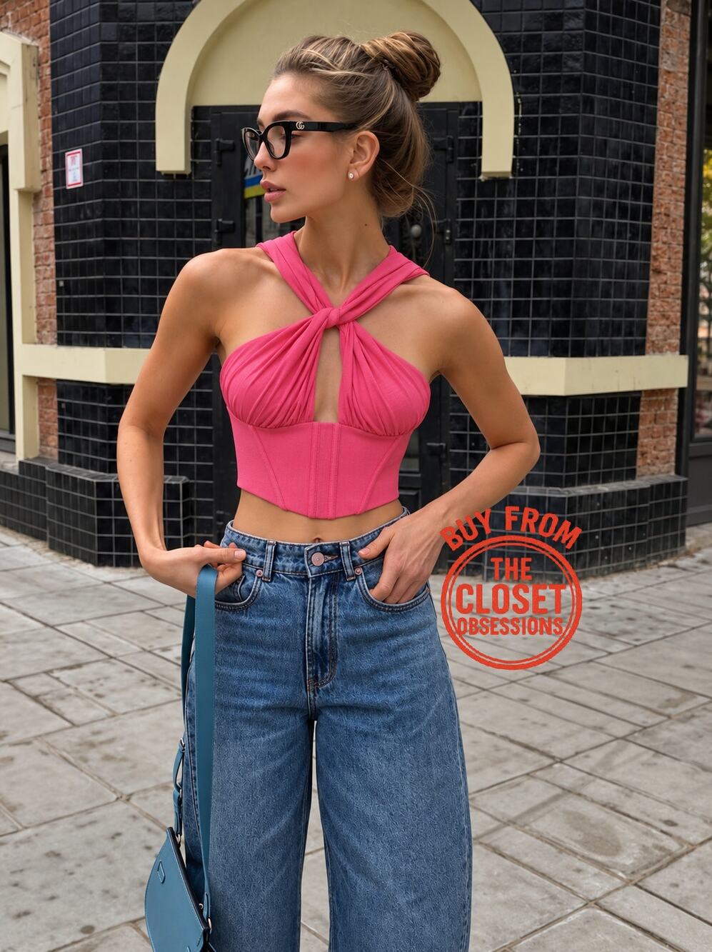 ZARA Pink Halter Crop Top NWT Knot Front Cut Out Y2K Going Out Top M